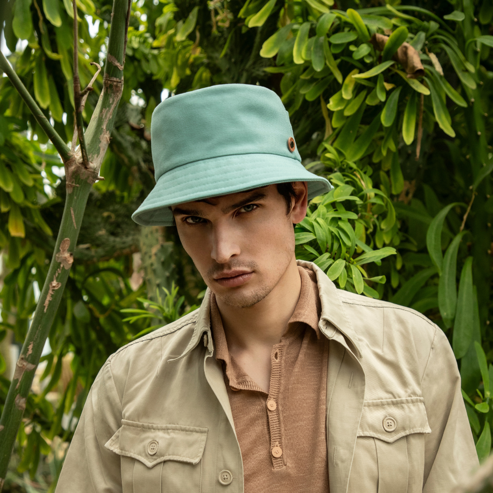 Cappello Bucket in Tela Olona con Tasca Laterale