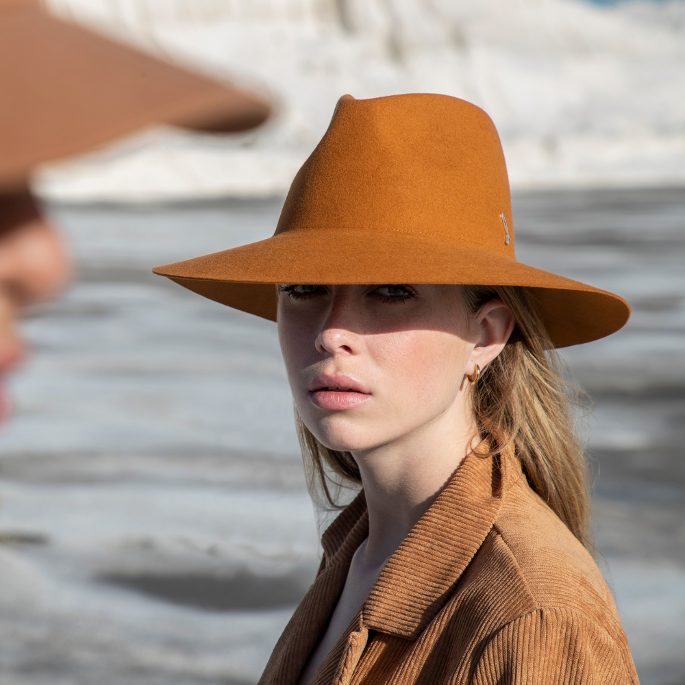 Shaved Lapin Felt Wide Brim Drop Hat