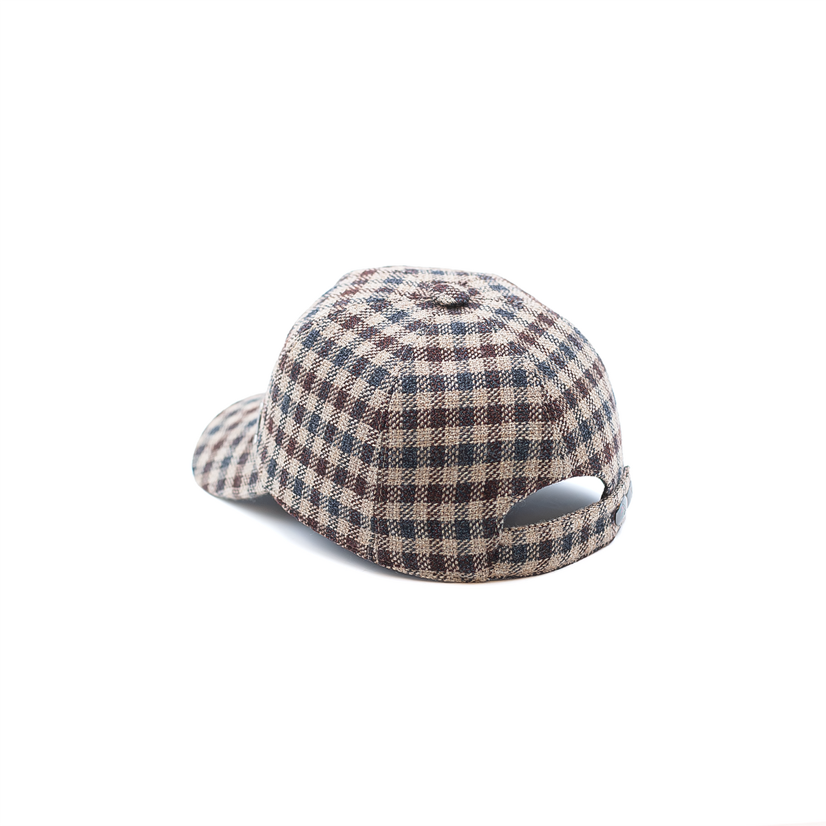 Baseball Cap in a Wool-Blend Checked Fabric