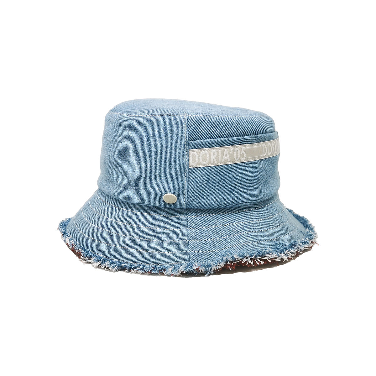 Denim Fringed Reversible Bucket Denim Hat
