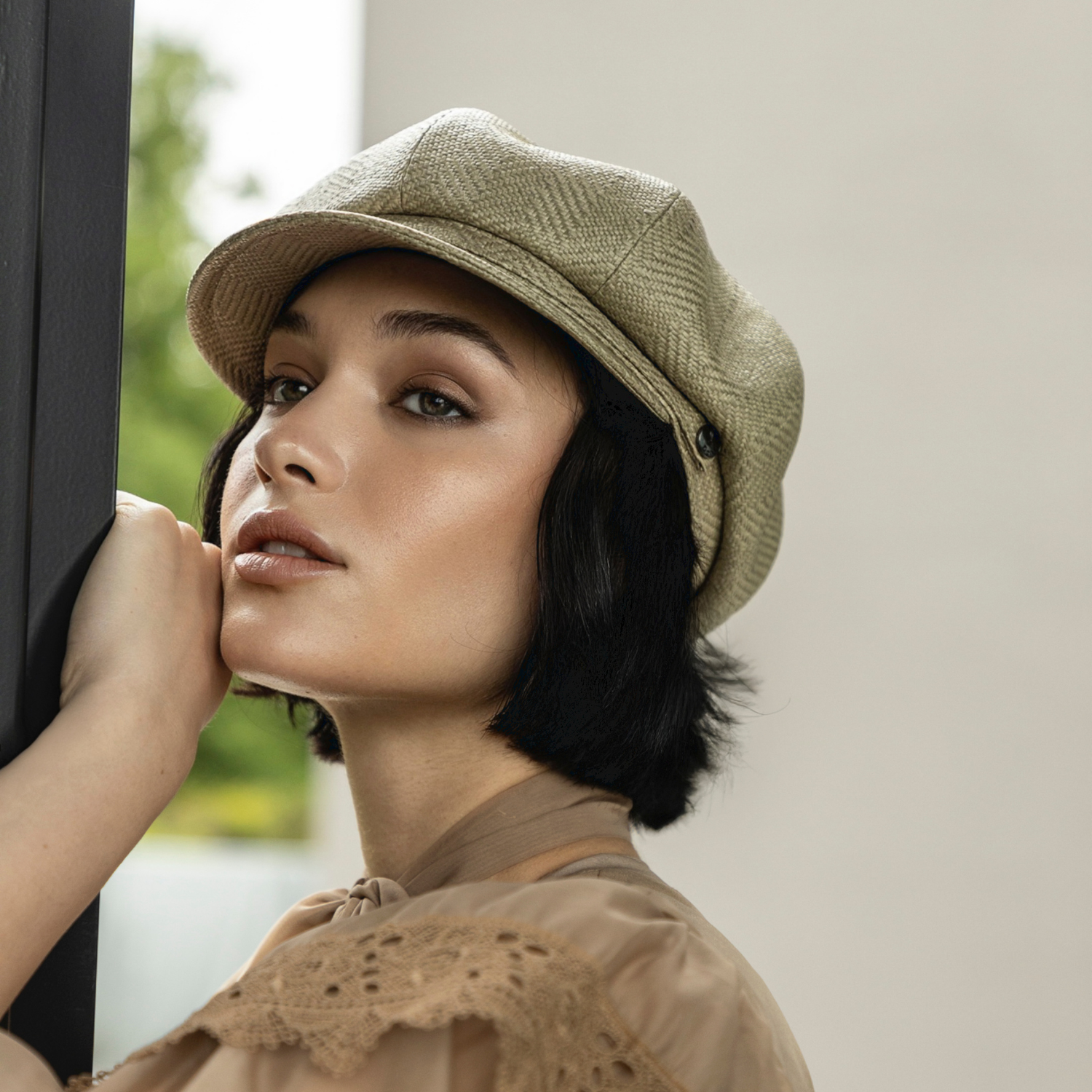 Berretto Marinaio in Tessuto Raphia Herringbone