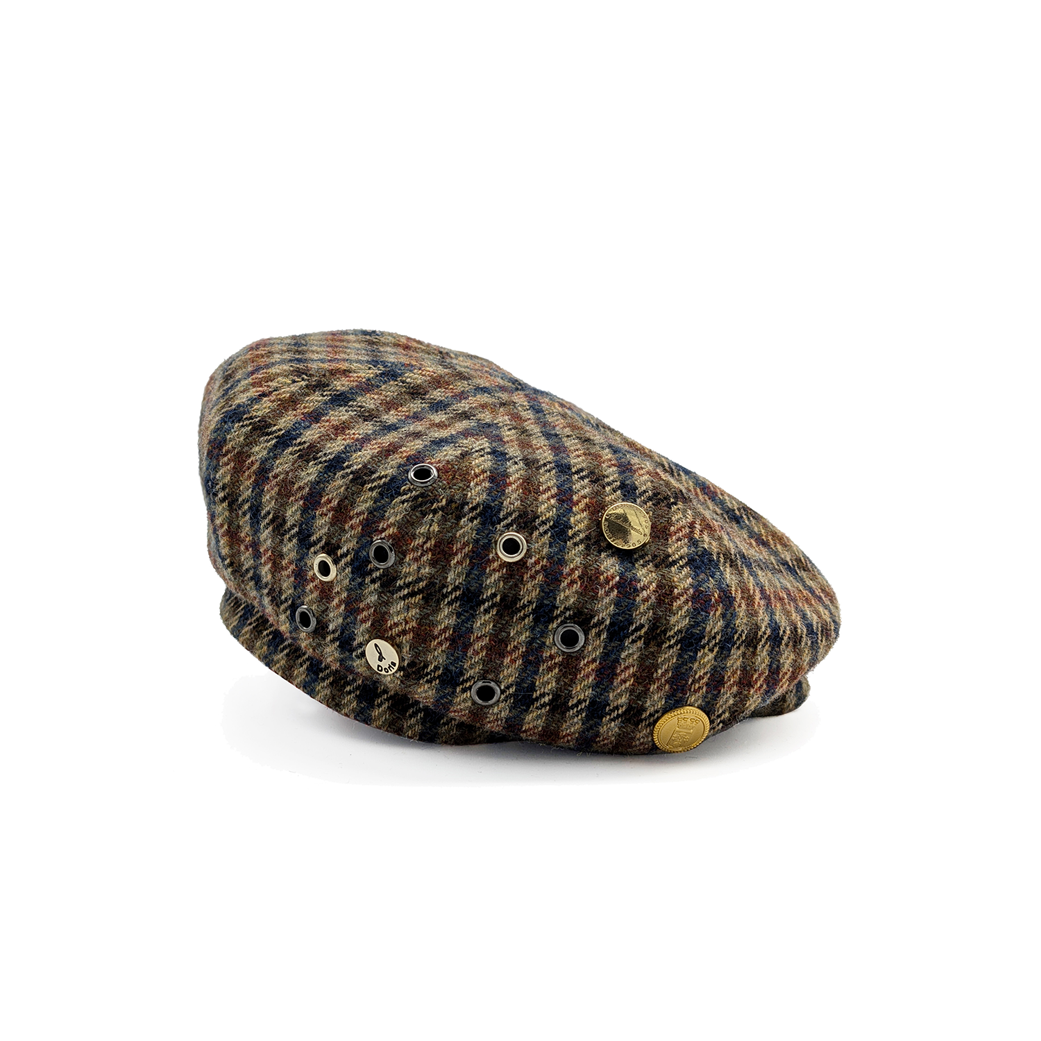 Checked Wool Fabric Basque Cap