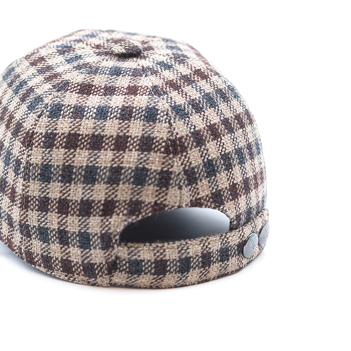 Baseball Cap in a Wool-Blend Checked Fabric