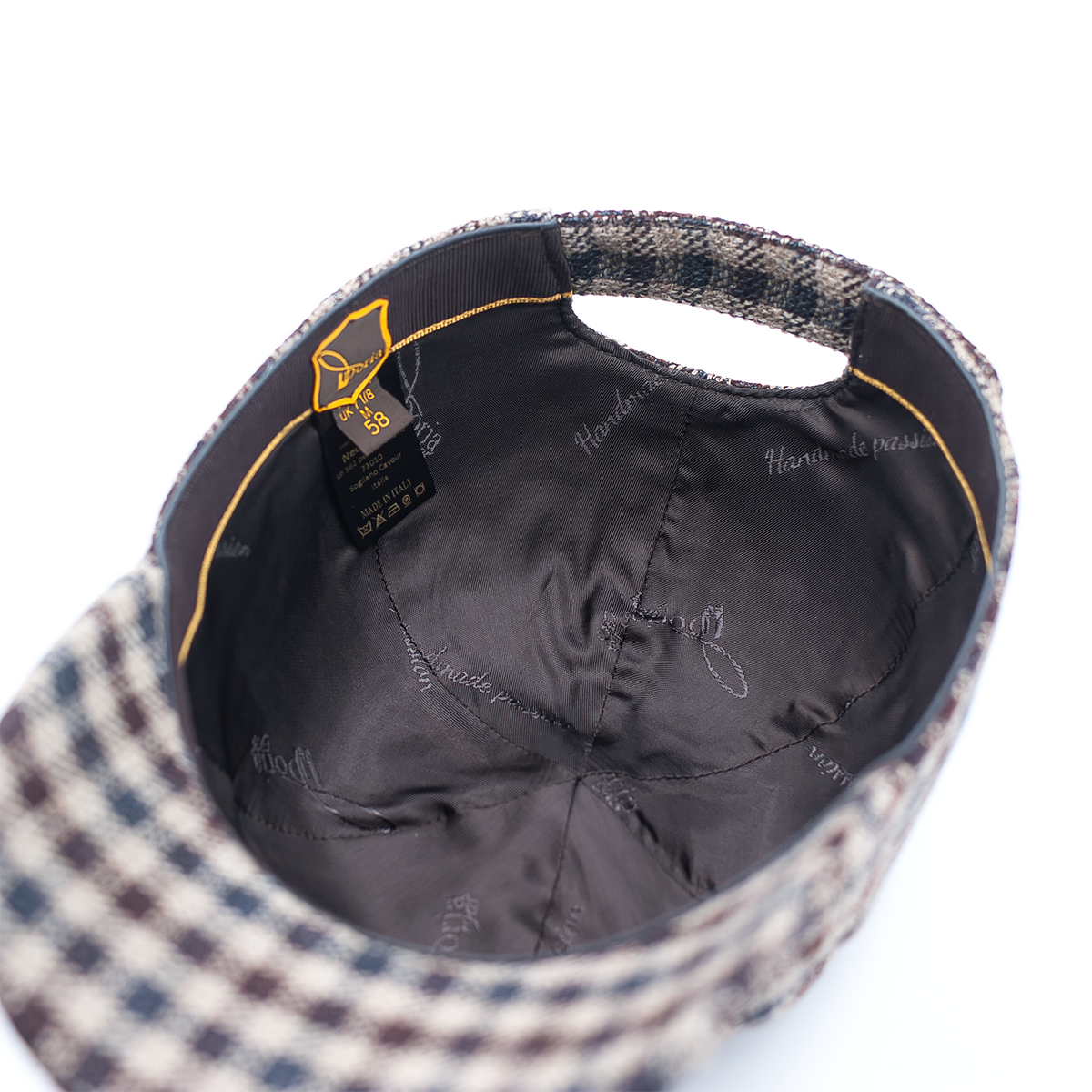 Baseball Cap in a Wool-Blend Checked Fabric