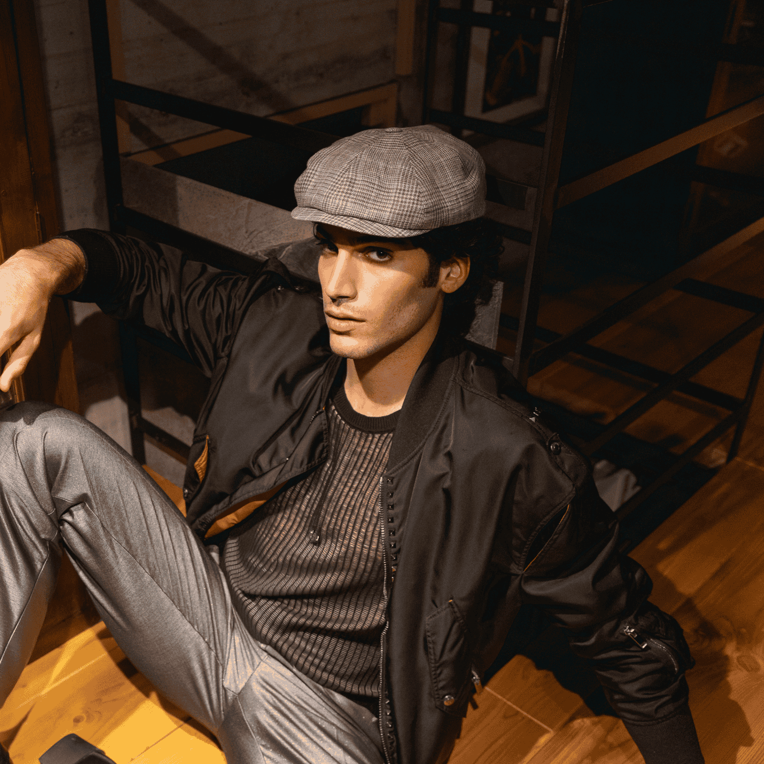 Berretto a Spicchi in Tessuto Principe-di-Galles