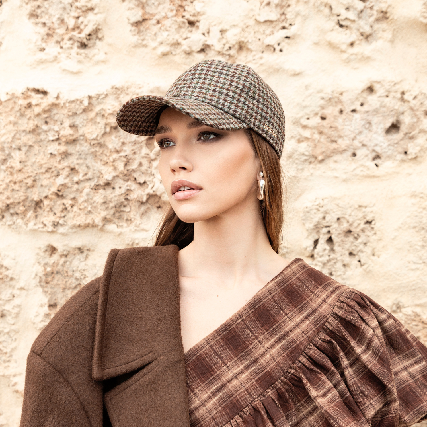 Berretto da Baseball in Tessuto Pied-de-Poule