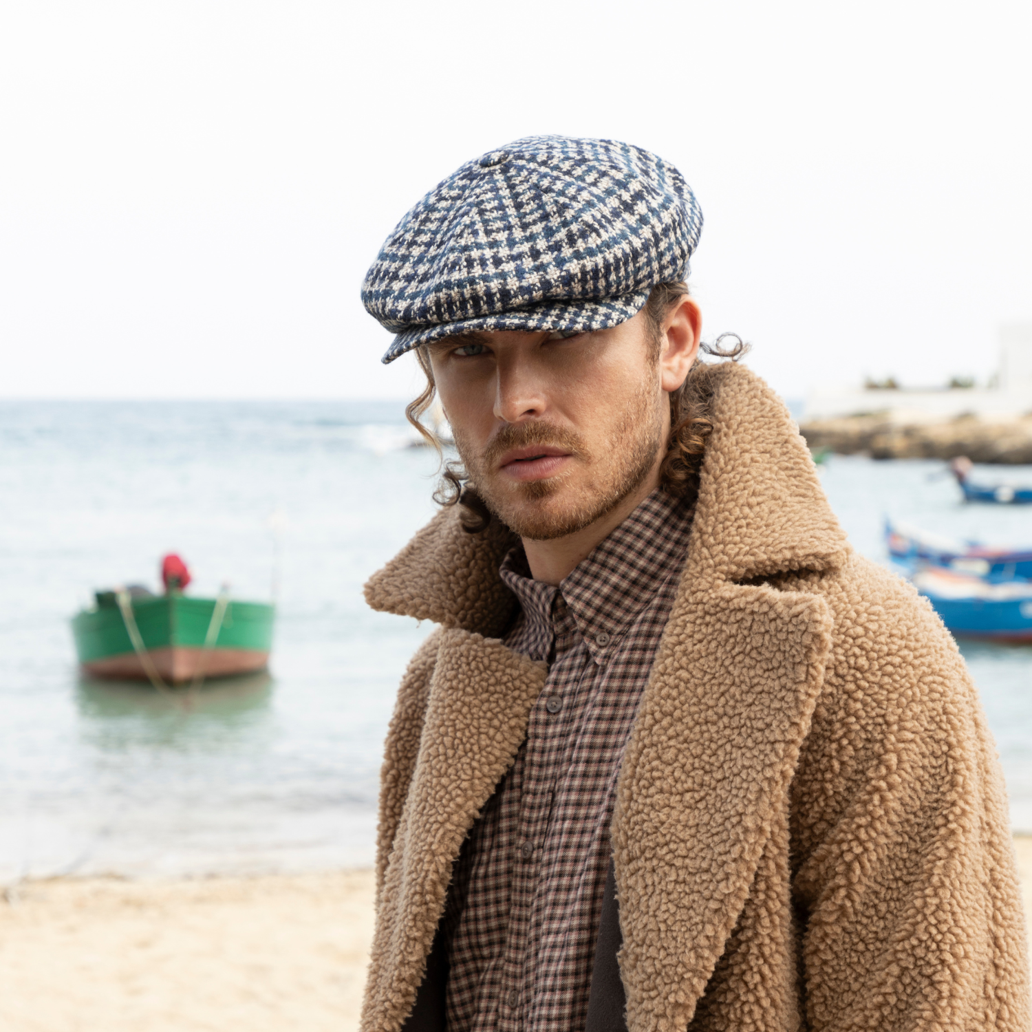 Irish Houndstooth Tweed Fabric Houndstooth Beret