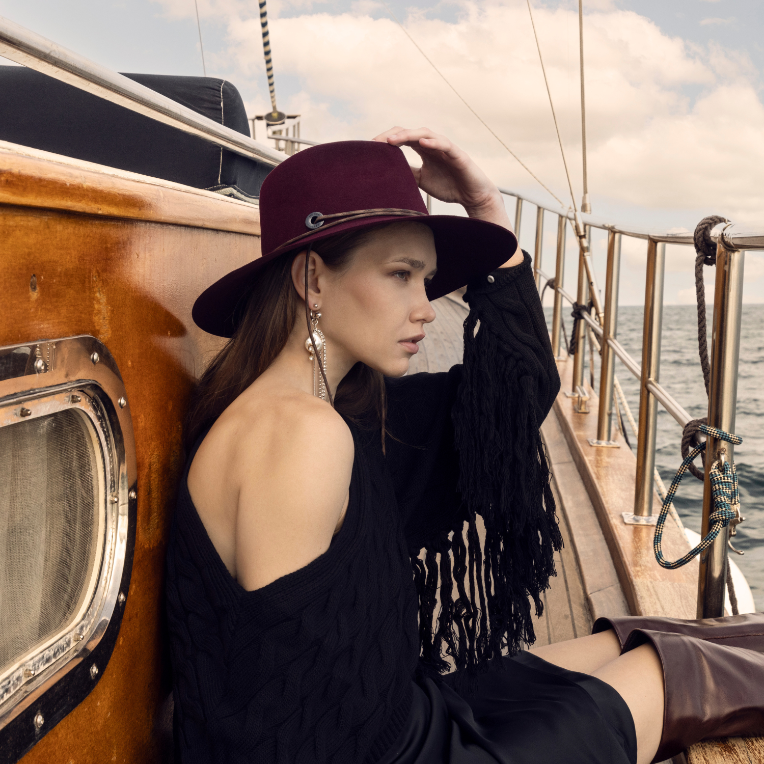 Cappello a Tesa Larga in Feltro di Lapin Rasato