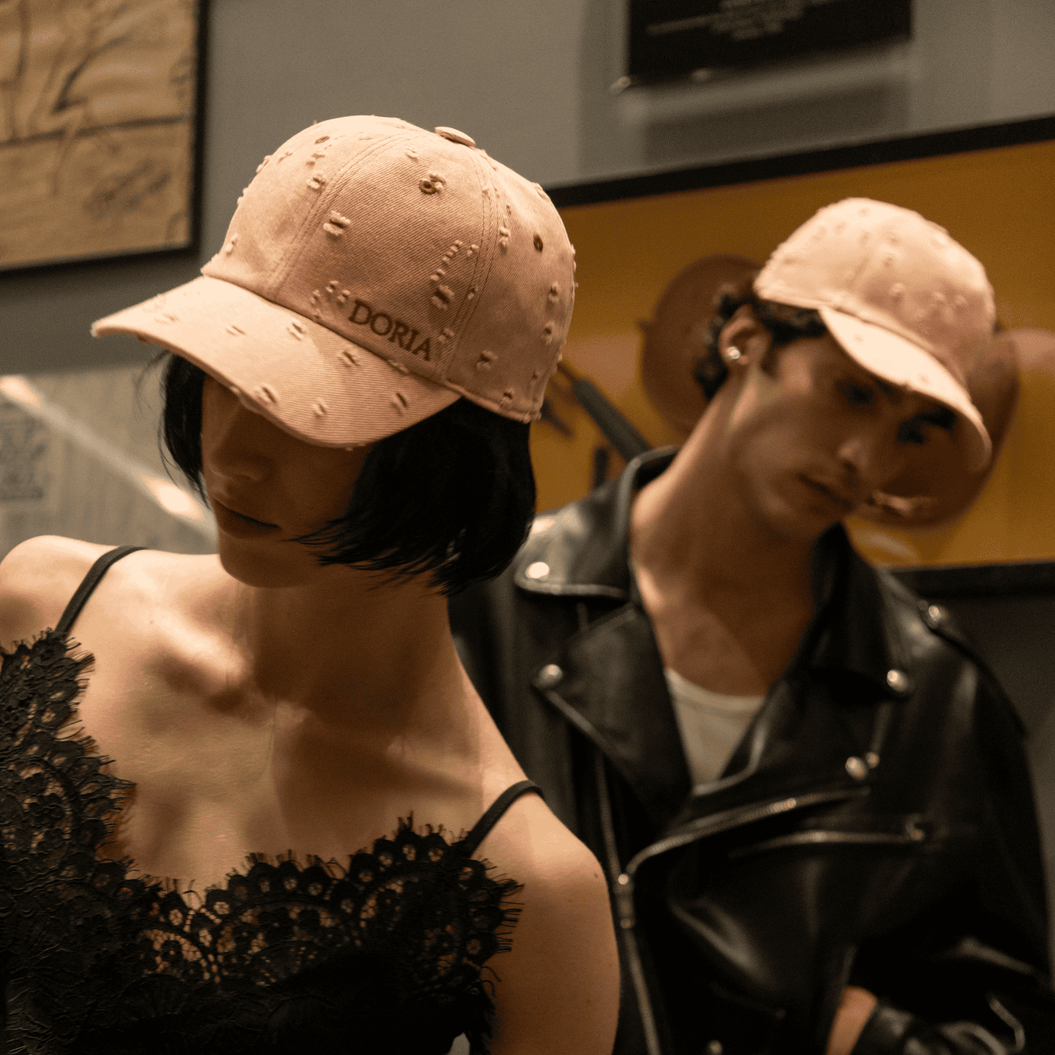 Berretto da Baseball in Tessuto Denim Holes