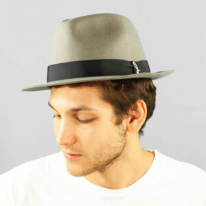Wool Felt Fedora Hat with Narrow Wing and Gros Grain Ribbon