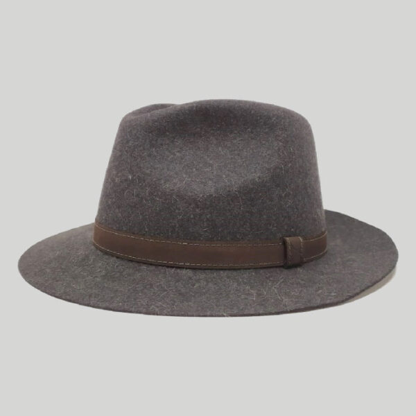 Orlando drop hat in shaved felt with leather belt