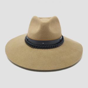 Waterproof Wool Felt Wide Wing Drop Hat with Leather Headband