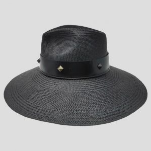Brisa Panama Wide Wing Drop Hat with Leather Strap and Studs
