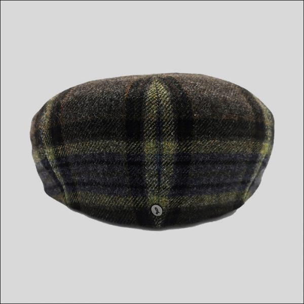 Back of hat in plaid patterned fabric