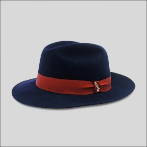Roberto's Blue Medium Winged Felt Fedora Hat