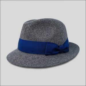 Trilby hat in shaved felt melange effect grey james model