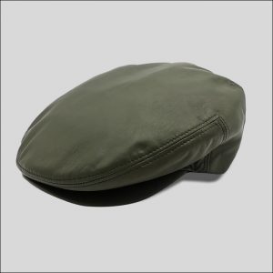 green leather flat cap with Lock model headband