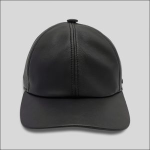 black leather cap with visor