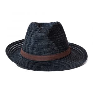 Black Straw Hat Brown Leather Belt