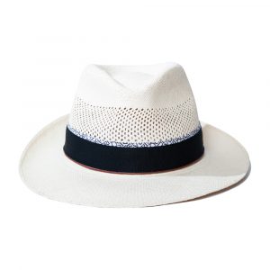 Doria 1905 White Panama Brisa Hat Blue Belt