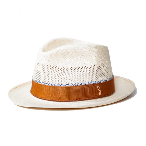 Drop Panama Brisa Semicalado Hat White Orange Belt