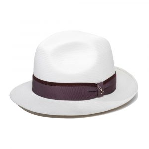 Fedora Panama Hat White Purple Belt Doria 1905