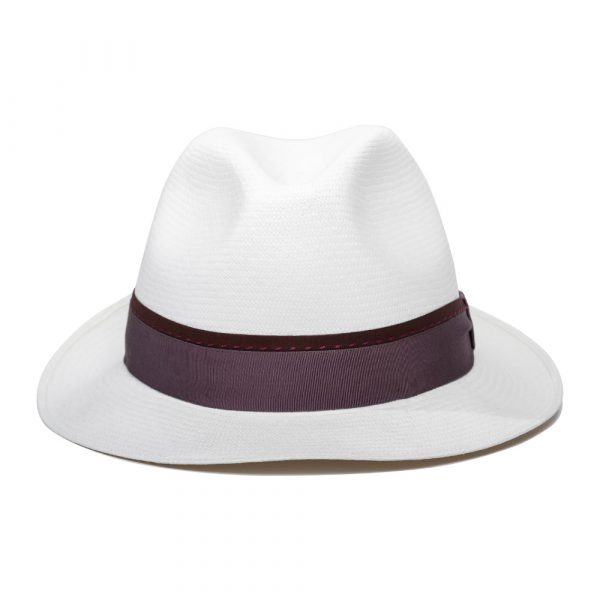 Cappello Fedora Panama Bianco Cinta Grosgrain