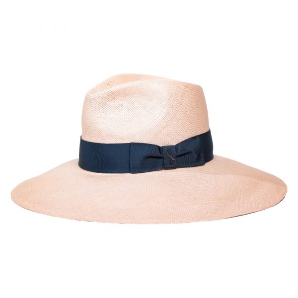 Wide-brimmed hat Pink grey belt