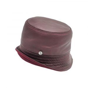 Cappello Bucket Pelle Bordeaux