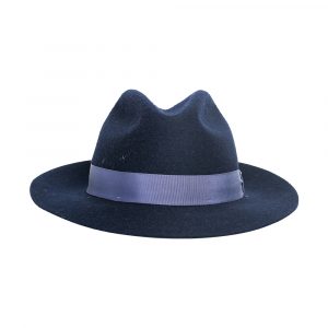 Women's Fedora Medium Blue Wing Hat Purple Belt