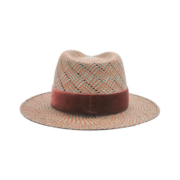 Red Panama Summer Hat Velvet Belt