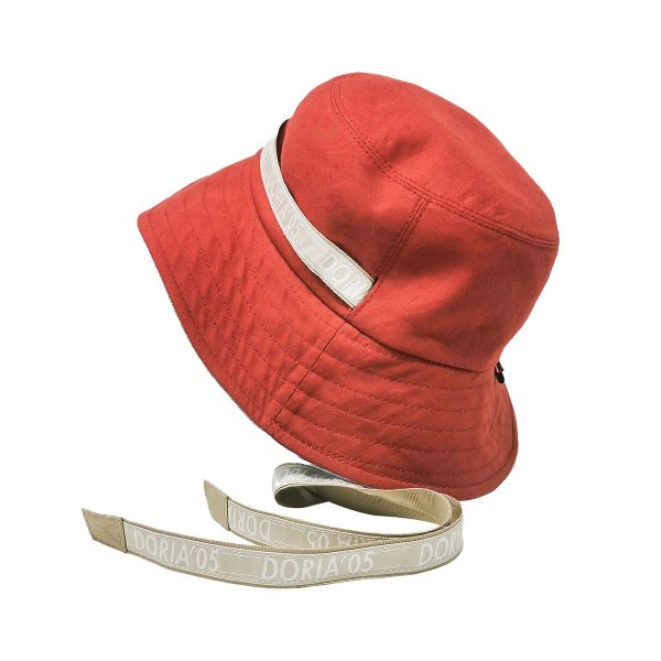 Cappello Bucket Reversibile Rosso e Denim