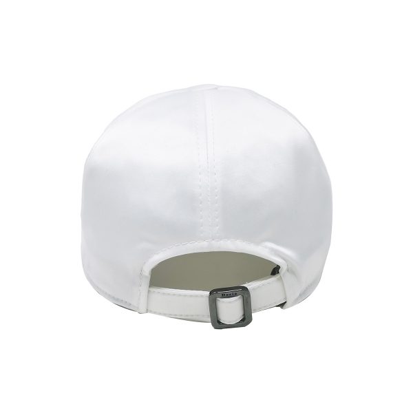 White Baseball Hat with Buckle and Back Lanyard