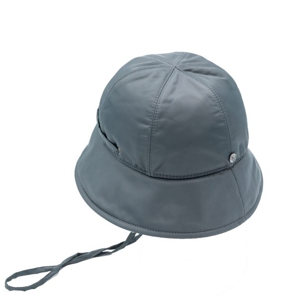 Women's Gray Cloche Hat with Chin Straps and Padded Fabric