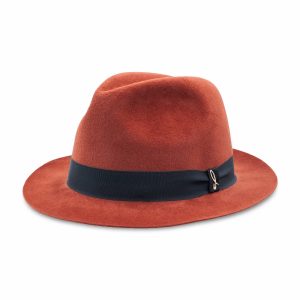 Red Velour Felt Fedora Hat