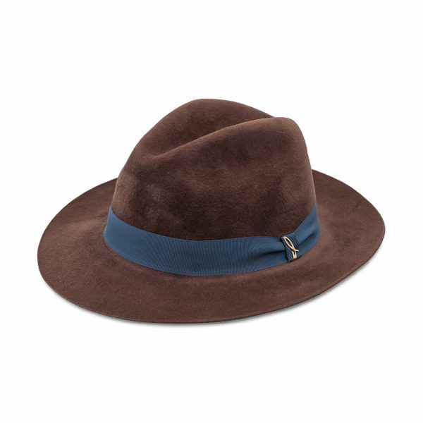 Brown Felt Fedora Hat Velour Finish Winter 2023 Doria 1905