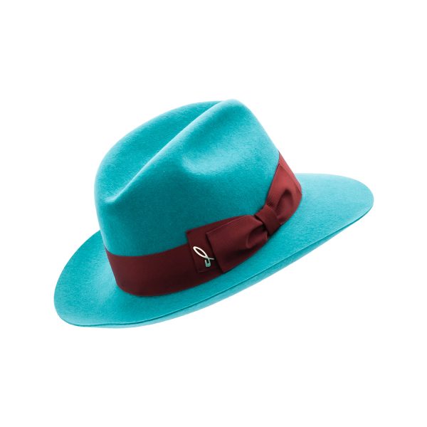 Women's Blue Winter Fedora Hat Shaved Lapin Felt