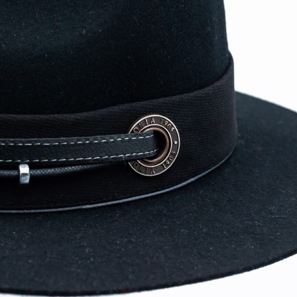 Drop Hat Black Wool Felt with Icon Ring Doria