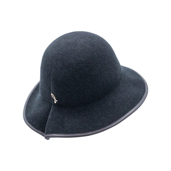 Grey Wool Felt Rolling Cloche Hat