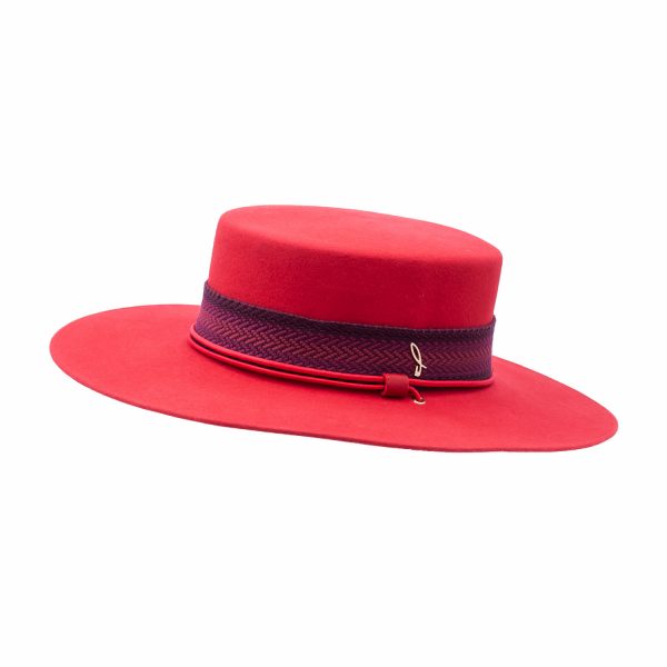 Women's Red Felt Lapin Shaved Wide Brim Winter Hat