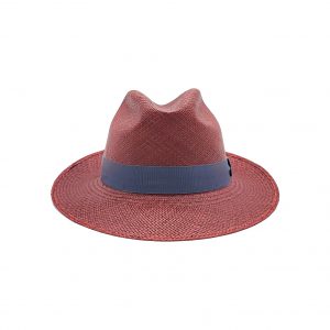 Cappello Estivo in Panama Brisa Rosso con Cinta Grigia