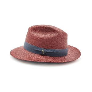 Doria 1905 Fedora Panama Brisa Red Cinta Grigia Hat