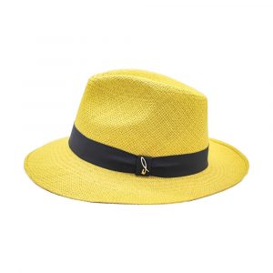 Doria 1905 Panama Hat Medium Brim Yellow Cinta Grigia