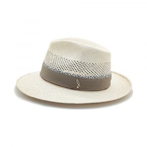 Cappello Panama Semicalado Bianco con Cinta e Piping Doria 1905