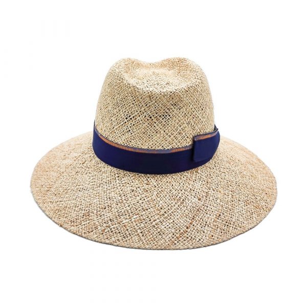 Elegant Women's Summer Hat in Natural Raffia with Two-Tone Straps