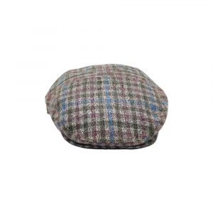 Summer Check Patterned Fabric Flat Cap