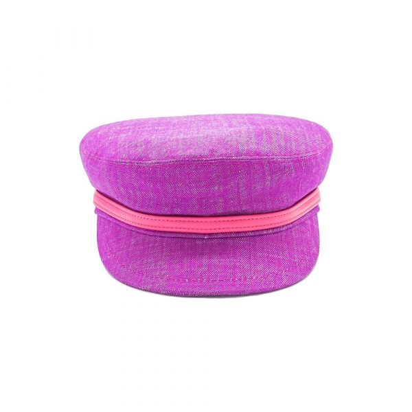 Women's Summer Pink Cyclamen Fabric Denim Hard Visor Cap