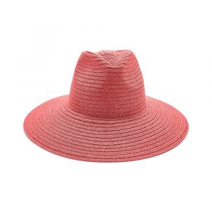 Elegant Women's Summer Wide Brim Hat in Coral Red Hemp Braid 2024