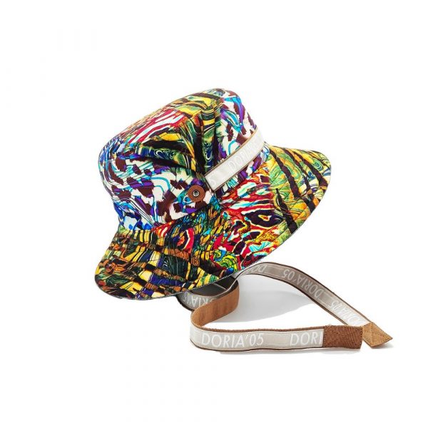 Safati Patterned Fabric Bucket Hat with Chin Strap Doria Spring Summer 2024