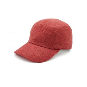 Red sartorial baseball cap in 100% Made in Italy chambray linen fabric
